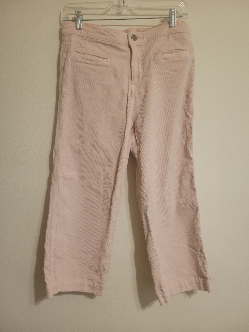 Lucky Brand Mid-rise Crop Straight Corduroy Pants in Pale Pink